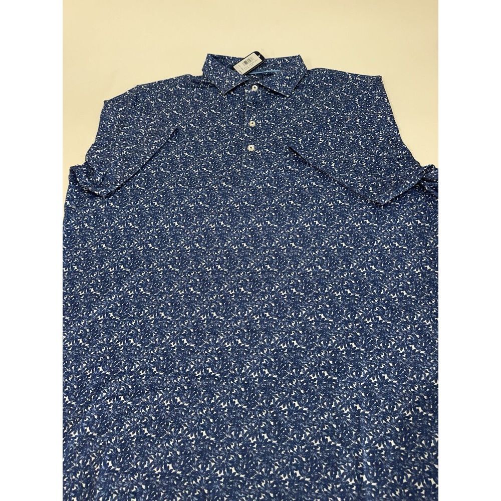 NWT Johnnie-O Bali Floral Printed Jersey Performance Polo Lake Blue LARGE $98 - Picture 5 of 7
